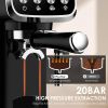 20 BAR Slim Vertical Espresso Machine with Milk Frother, Built-in Cup Warmer, 43 OZ Detachable Tank, for Rich Espresso, Americano, Latte, Compact Spa