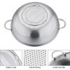 Colander Set of 3, Stainless Steel Micro-Perforated Colanders Strainers for Draining Rinsing Washing, Ideal for Pasta Vegetables Fruits, Heavy Duty &