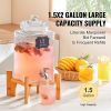 Beverage Dispenser, 1.5 Gallon Drink Dispensers for Parties, 2PC,Glass Juice Dispenser with Stand, Stainless Steel Spigot, Iced Tea Lemonade Juice Wa
