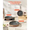 Frying Pan Skillet, Aluminum Egg Fry Pans, 3 Piece (8, 10, 12 in), Nonsitck Ceramic Heavy-Duty Skillets with Heat-Resistant Handle, Chef's Cookware,