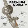 High quality garlic press with soft easy squeeze ergonomic handle, sturdy design extracts more cloves per clove, garlic crusher for nuts and seeds, p