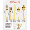 100-Piece Gold Silverware Set, Food-Grade Stainless Steel Flatware Utensils for 20, Mirror Finished Cutlery Set, Dishwasher Safe Eating Tableware for