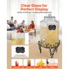 Beverage Dispenser, 2.5 Gallon Drink Dispensers for Parties, Glass Juice Dispenser with Metal Stand, Stainless Steel Spigot, Iced Tea Lemonade Juice