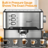 20Bar Home Coffee Maker-Semi-automatic coffee machine with milk frother, visual temperature and pressure display, 1350W power, 51mm powder hammer, co