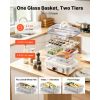 Electric Food Steamer 6.3 QT Glass with 2-Tier Stainless Steel Trays, 1200W Vegetable Steamer for Cooking, 1-3 Servings, Pre-Programmed Settings, Del