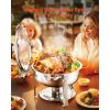 Chafing Dish Buffet Set, 5 Qt 4 Pack, Stainless Steel Chafer with 4 Full Size Pan, Round Catering Warmer Server with Glass Lid Water Pan Folding Stan