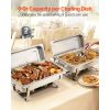 Rectangle Chafing Dish, 9 Qt 2 Pack Stainless Steel Chafing Dish, Food Warmer Chafer Complete Set with Hollow Handle, 1 Food Tongs, Lid, Fuel Holder,