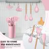 Kitchen Cooking Utensils Set, 23-Piece Silicone Kitchen Utensils Spatula Set with Holder, Heat Resistant Wooden Handle Kitchen Gadget for Nonstick Co