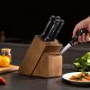 Kitchen Knife Set with Block and Sharpener, 15 Piece German High Carbon Stainless Steel Knife Set, Kitchen Cutlery with ABS Ergonomic Handle, Sharpen