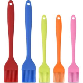 Hhyn 5-Pack Multicolor Silicone Basting & Pastry Brush Set - Heat Resistant BBQ & Baking Oil Spreader 2 Large & 3 Small (Option: MULTICOLOR)