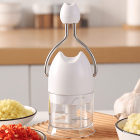 Manual Food Chopper, 3-Blade Stainless Steel Garlic Mincer, Hand-Press Onion Cutter & Vegetable Blender for Garlic, Onion, Chili, Nuts, BPA-Free Kitc (style: Garlic Chopper - White)