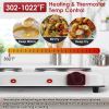 Infrared Dual Burner Hot Plate - 1000W & 800W  Glass Plates, Quick/Even Heating, 302-1022 Stepless Temp, Auto Shut-Off, Compatible with Flat-Bottom C