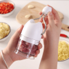 Manual Food Chopper, 3-Blade Stainless Steel Garlic Mincer, Hand-Press Onion Cutter & Vegetable Blender for Garlic, Onion, Chili, Nuts, BPA-Free Kitc