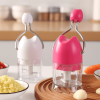 Manual Food Chopper, 3-Blade Stainless Steel Garlic Mincer, Hand-Press Onion Cutter & Vegetable Blender for Garlic, Onion, Chili, Nuts, BPA-Free Kitc