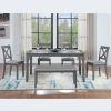 6 Piece Kitchen Dining Set, Rectangular Wooden Dining Table with 4 Upholstered Chairs and a Bench, Dining Table Set for 6 People, Living Room, Home B