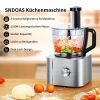 Küchenmaschine, 1100W Food Processor, 3.2L Schüssel &1,5L Behälter, Multifunktional mit Hacken, Schneiden, Kneten, Entsaften, 3 Geschwindigkeiten & P